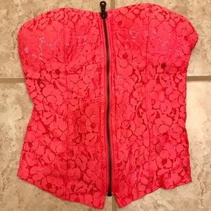 Guess Pink Lace Corset with Zipper